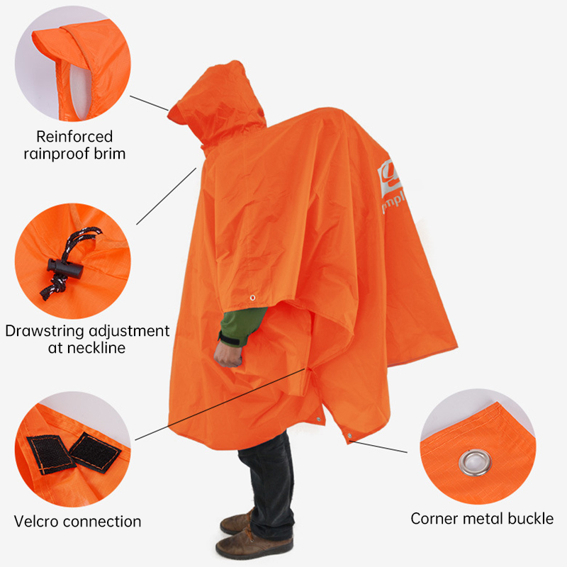 Camping Rain Poncho - معطف واقٍ من المطر 3 في