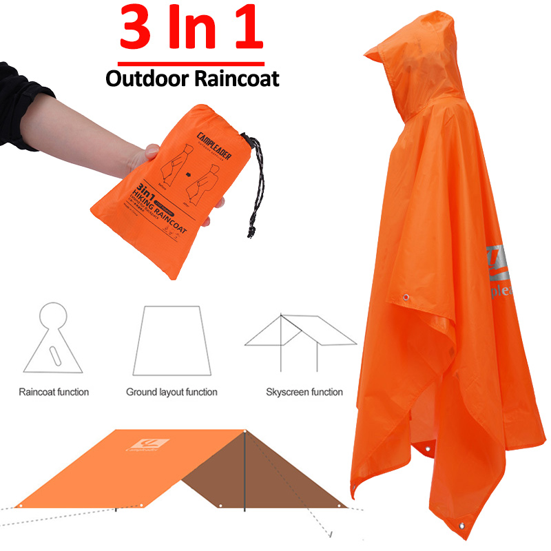 Camping Rain Poncho - 3 في 1 معطف واق من