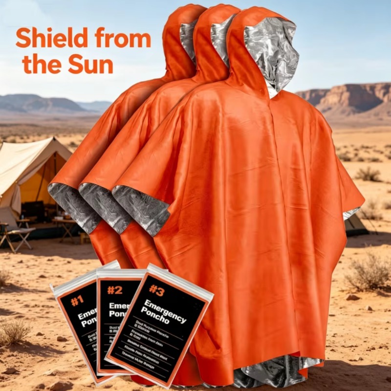 Camping Rain Poncho - معطف واقٍ من المطر متعدد الوظائف