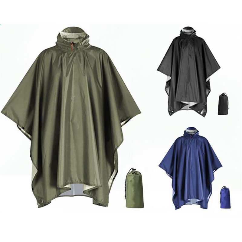 Camping Rain Poncho - معطف مطر شديد التحمل للبالغين ،