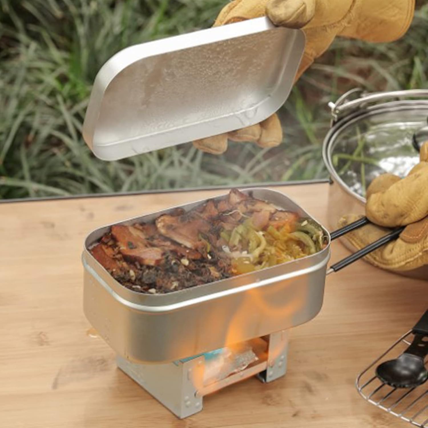 Camp Utensil Set - مقبض صندوق بينتو قابل للطي، حاوية