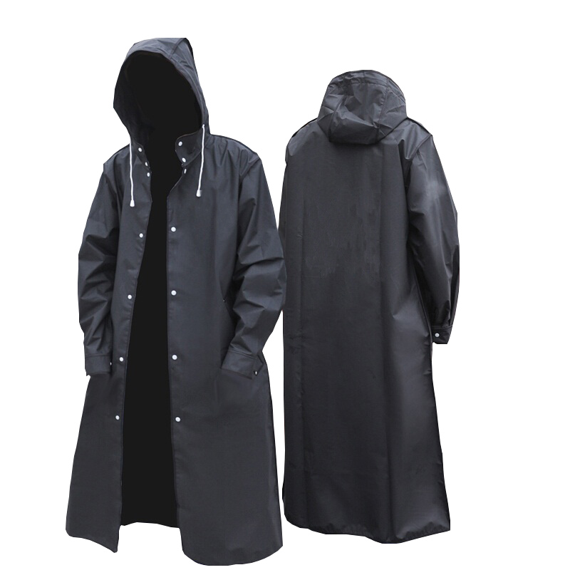 Camping Rain Poncho - أسود موضة الكبار مقاوم للماء معطف