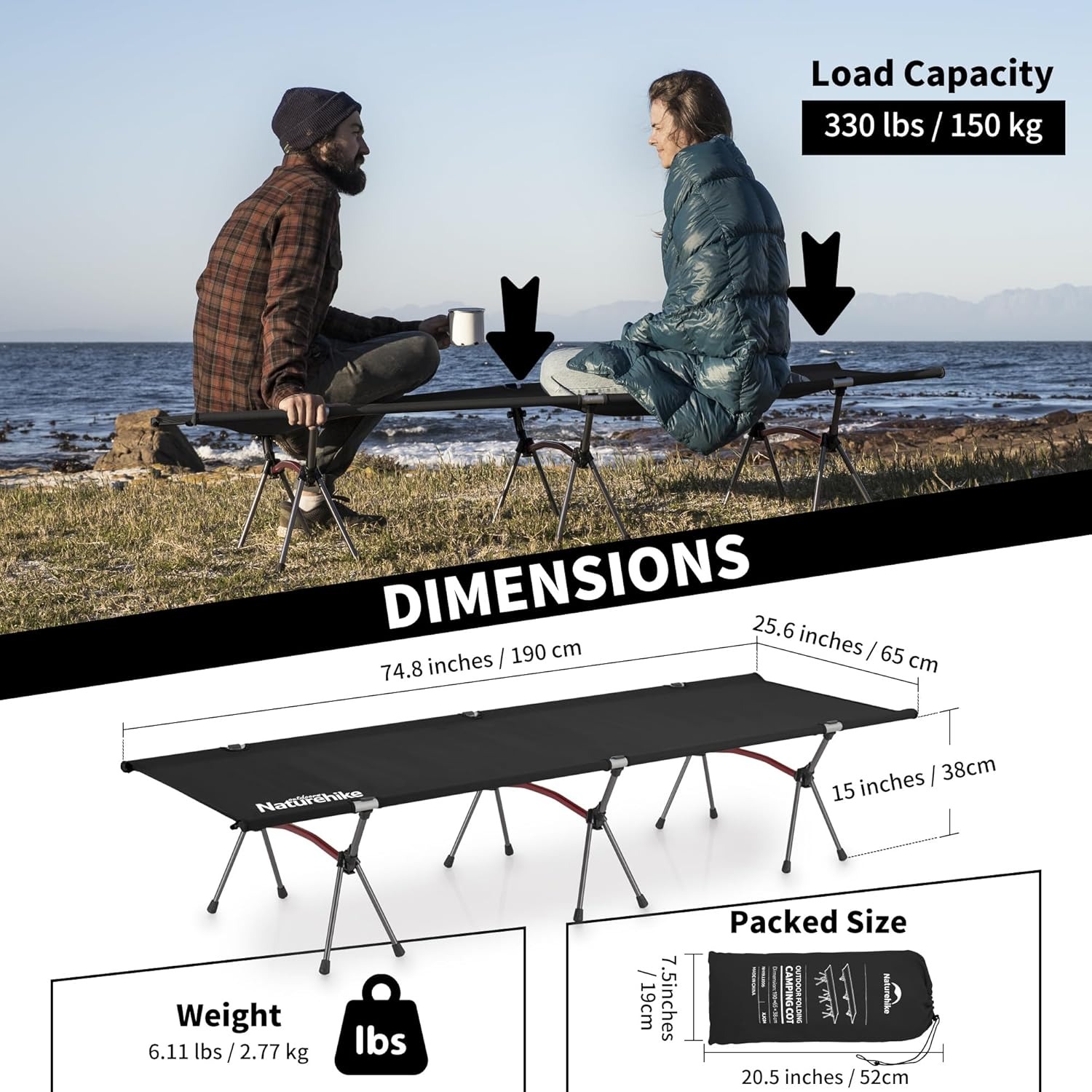 سرير تخييم قابل للطي من نيتشره - مراجعة Outdoor Camping Cot وسعره