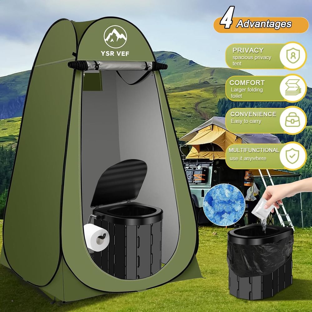 طقم مرحاض متنقل، مرحاض للتخييم - مراجعة Outdoor Camp وسعره