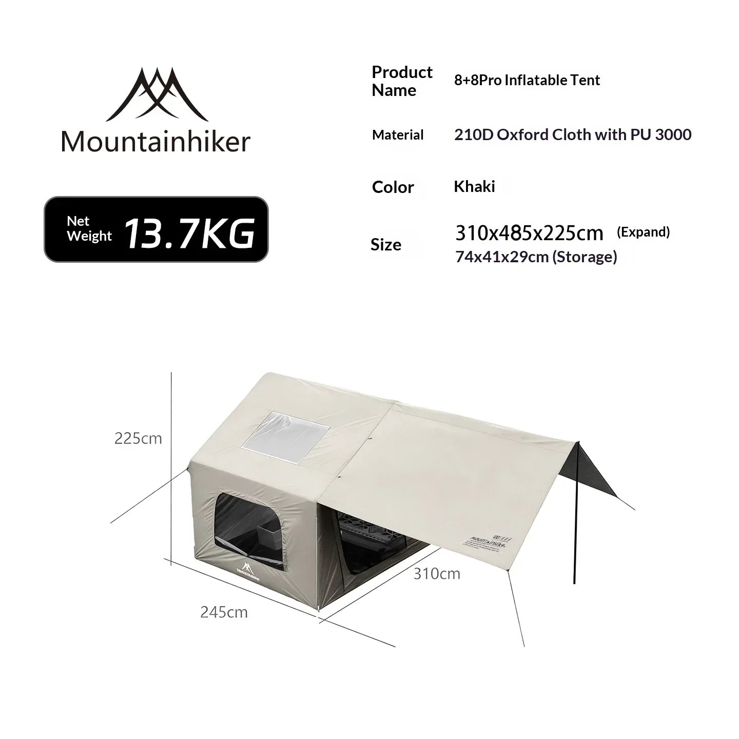 8+8 ㎡   خيمة تخييم قابلة للنفخ - مراجعة Outdoor Camping Inflatable Tent وسعره