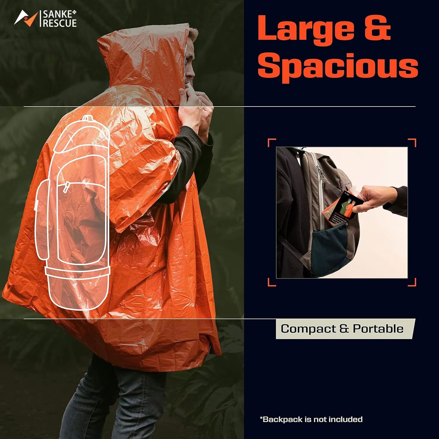 معطف طوارئ مقاوم للمطر، بطانية - مراجعة Camping Rain Poncho وسعره
